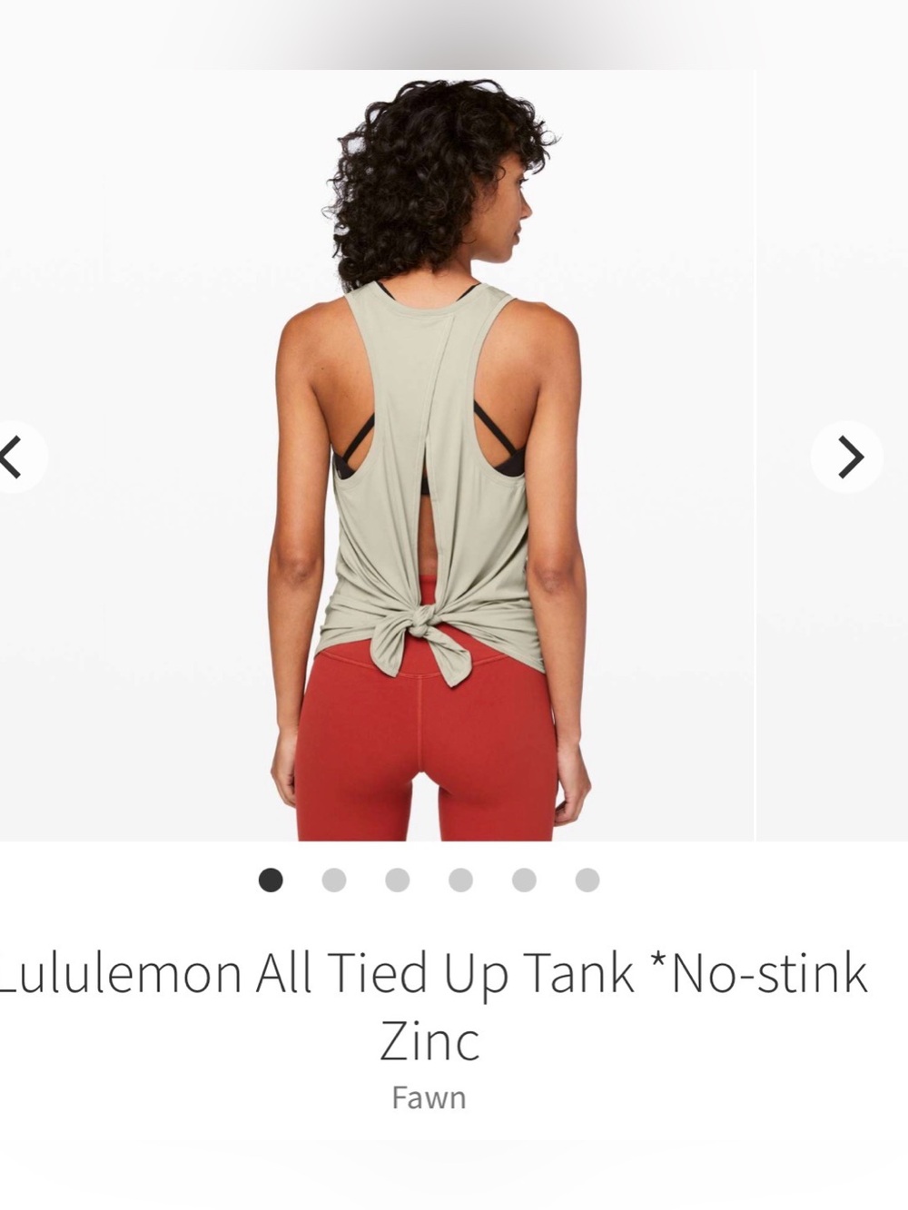 Lululemon all tied up tank no stink Zinc size 4 in Fawn